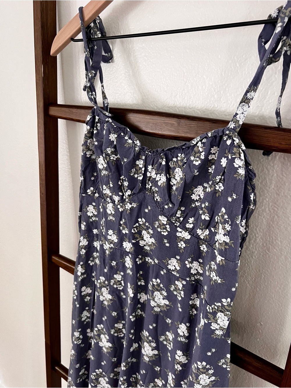 Hollister Slate Blue Floral Ruffle Mini Dress - Picture 3 of 5